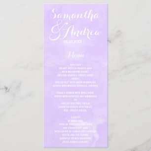 Menyn Light lila lavender water color bröllop Meny