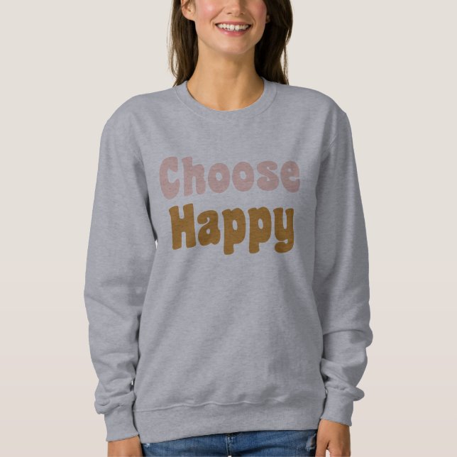 Menyn Lycklig Retro Lettering  och senap T Shirt (Framsida)