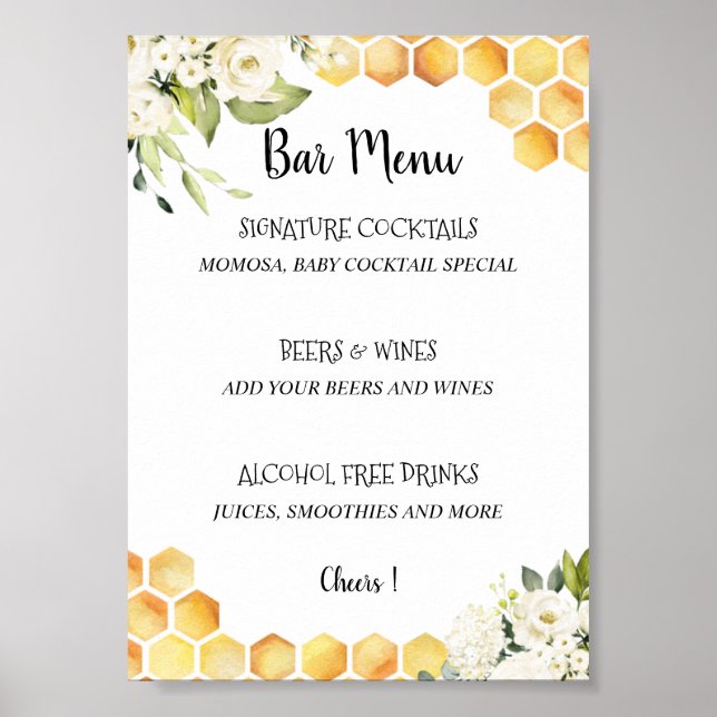 Menyn mamma till Bee Baby Shower pub Poster (Framsidan)