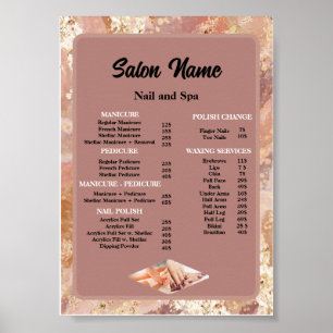 Menyn Marble Nail Salon Pris List Poster