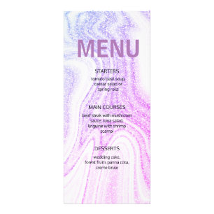 Menyn Marble rosa lila glitter typography bröllop Reklamkort