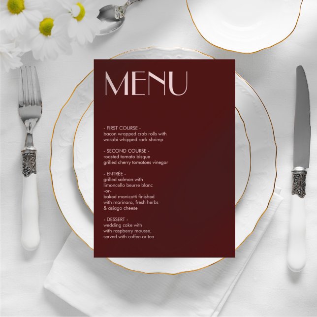 Menyn Maron och blek rosa Aestesisk bröllop Meny (Skapare uppladdad)