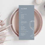 Menyn Minimal dammig blå Bröllop Pub Meny<br><div class="desc">Den här eleganten,  de moderna menykorten i bröllop eller menykorten för repetitionsmiddagar har en enkel textdesign,  med en minimalistisk illustration. Lägg till initialer eller monogram för att göra dem helt egna.</div>