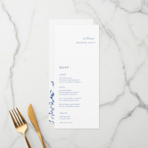 Menyn Minimalistisk Fransk - blått Blommigt - plat Meny