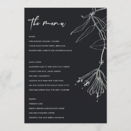 MENYN MODERN BLACK OCH WHITE LINE TECKNING BLOMMIG MENY