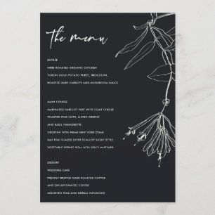 MENYN MODERN BLACK OCH WHITE LINE TECKNING BLOMMIG MENY