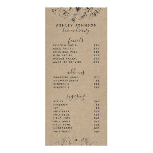 Menyn Modern Botanical Black Kraft Spa 3 Services Reklamkort