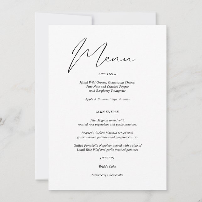 Menyn Modern Chic Black & White Inbjudningar (Framsida)
