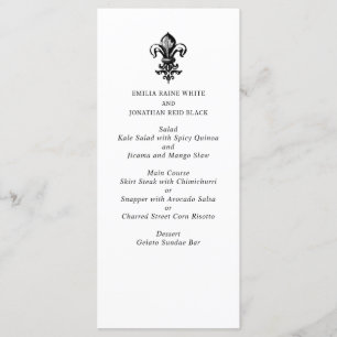 Menyn Modern Elegant Black White Bröllop Meny