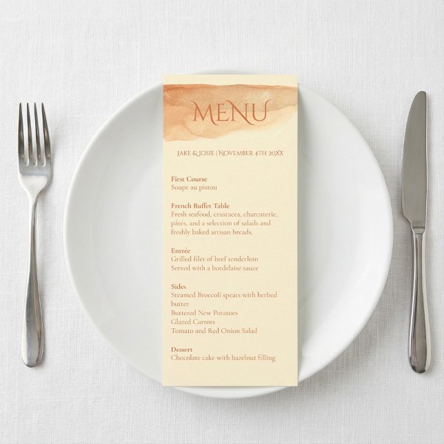 Menyn Modern elegant vatten färg bord Meny (Modern elegant water colour paint table menu.)