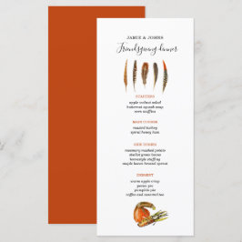 Menyn Modern Feathers Thanksgiving Middag Meny