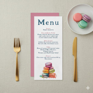 Menyn Modern Fransk Macaron Bröllop Meny