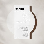 Menyn Modern Minimalist Black White Tall Template Meny<br><div class="desc">Menyn Modern minimalistisk svart- och vitpolitisk mall</div>