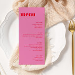 Menyn Modern minimalistisk Rosa och Red Tall Templ Meny<br><div class="desc">Modern minimalistisk meny för Bright Rosa och Red Tall-mall</div>