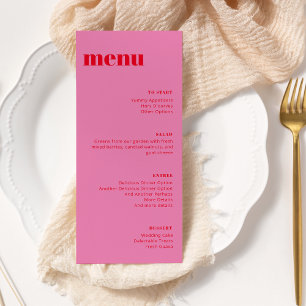 Menyn Modern minimalistisk Rosa och Red Tall Templ Meny