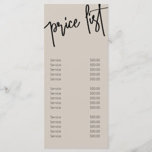 Menyn Modern Nagel Salon Beige Pris List Services Meny