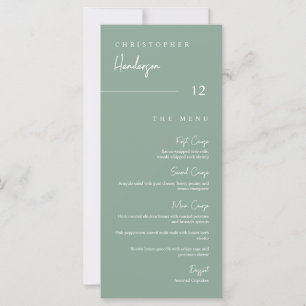 Menyn Modern Sage Grönt Tack Escort Card-meny