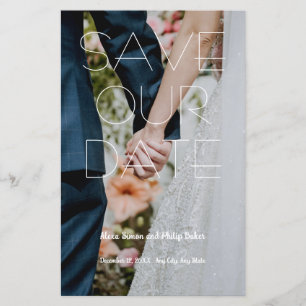 Menyn Modern Save Date Anpassningsbar Photo bröllo