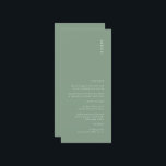 Menyn Modern Simple Sage Grönt Bröllop Meny<br><div class="desc">Det här är menyn Modern Sage Grönt färg Bröllop,  som kommer att ge dig lite elegans till din Bröllopsfest decor,  och rost- och ökenskuggor kommer att vara underbara för Fall Wedding. All text är redigerbar,  klicka bara på "Anpassa den här mallen". Matchningsartiklar,  inklusive bröllopsinbjudan,  finns också tillgängliga.</div>