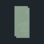 Menyn Modern Simple Sage Grönt Bröllop Meny<br><div class="desc">Det här är menyn Modern Sage Grönt färg Bröllop,  som kommer att ge dig lite elegans till din Bröllopsfest decor,  och rost- och ökenskuggor kommer att vara underbara för Fall Wedding. All text är redigerbar,  klicka bara på "Anpassa den här mallen". Matchningsartiklar,  inklusive bröllopsinbjudan,  finns också tillgängliga.</div>