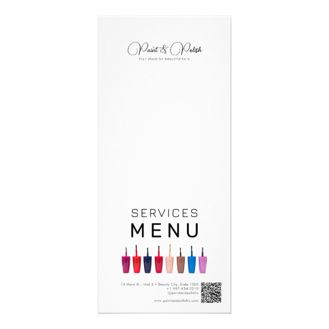 Menyn nagel (polska Färg Set Nail Salon Services) Reklamkort (Framsidan)