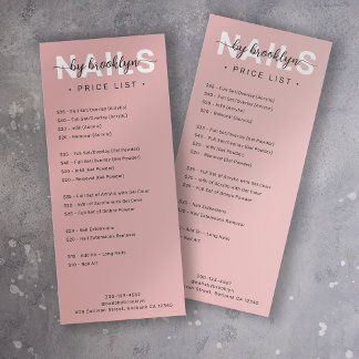 Menyn Nail Salon Pris List Services Reklamkort