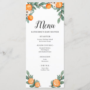 Menyn orange Twin Baby Shower Meny