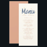 Menyn Pastellhandskriftsformat Retro Bröllop Meny<br><div class="desc">Orange Dar blue Pastel Handwrite Typography Retro Bröllop Menu</div>
