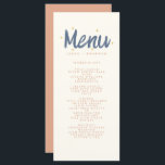 Menyn Pastellhandskriftsformat Retro Bröllop Meny<br><div class="desc">Orange Dar blue Pastel Handwrite Typography Retro Bröllop Menu</div>