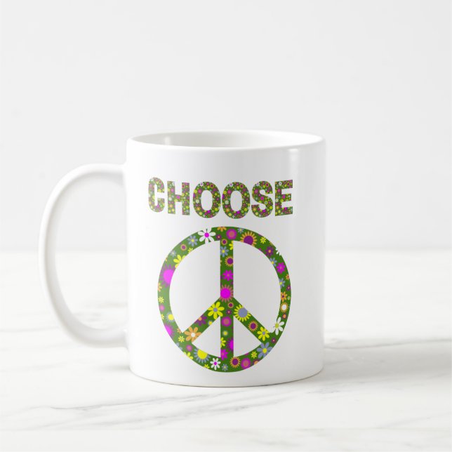 Menyn Peace - Retro Flower Fredstecken Coffee Mugg (Vänster)