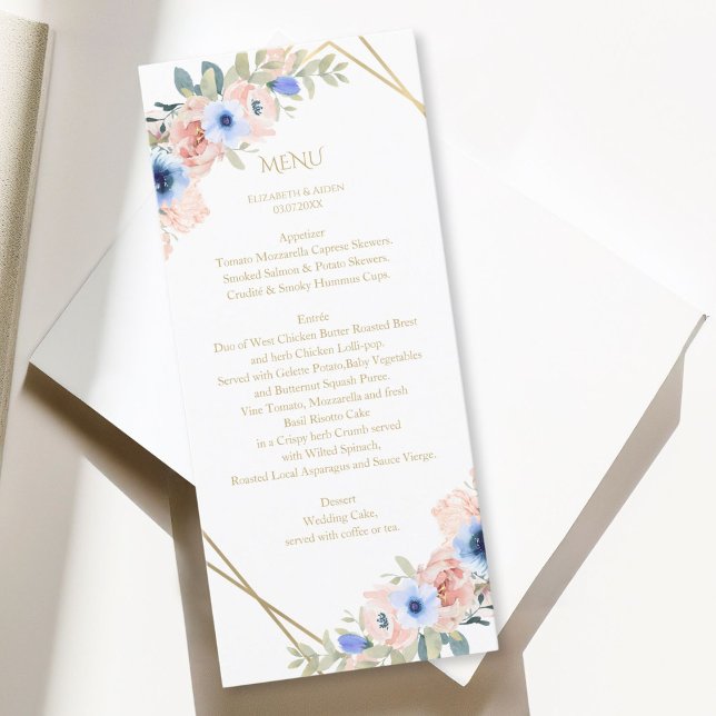 Menyn Peach Blue Bröllop Collection Meny (Peach Blue Wedding Collection Menu)
