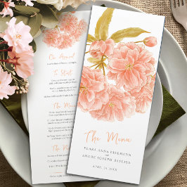 Menyn Peach dubbla blommar blommor bröllop Meny