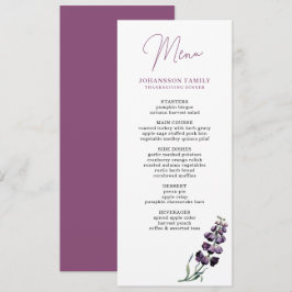 MENYN PLUM FOXGLOVE FLOWER THANKSGIVING DINNER MENY