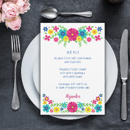 Menyn Quinceañera Colorroful blomma Meddelande