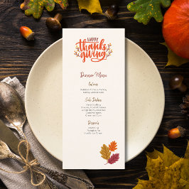 Menyn Redigerbar Anpassningsbar Löv-Thanksgiving Meny