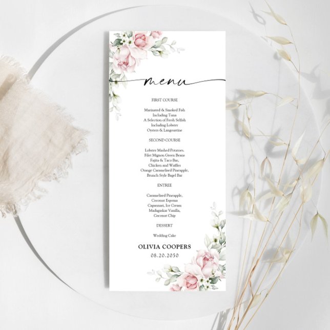 Menyn  Rosa ros Baby Shower Meny (Skapare uppladdad)