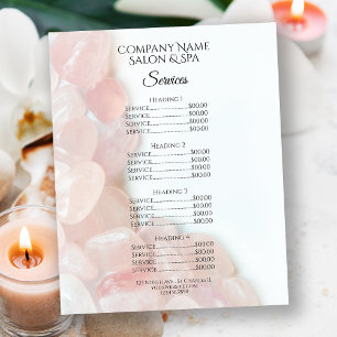 Menyn rosa ros Quartz Spa Salon Services Flygblad