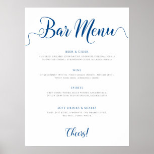 Menyn Royal Blue Bröllop Drinks (blått) Poster