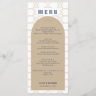 Menyn Royal Blue Classic Retro Bröllop Meny