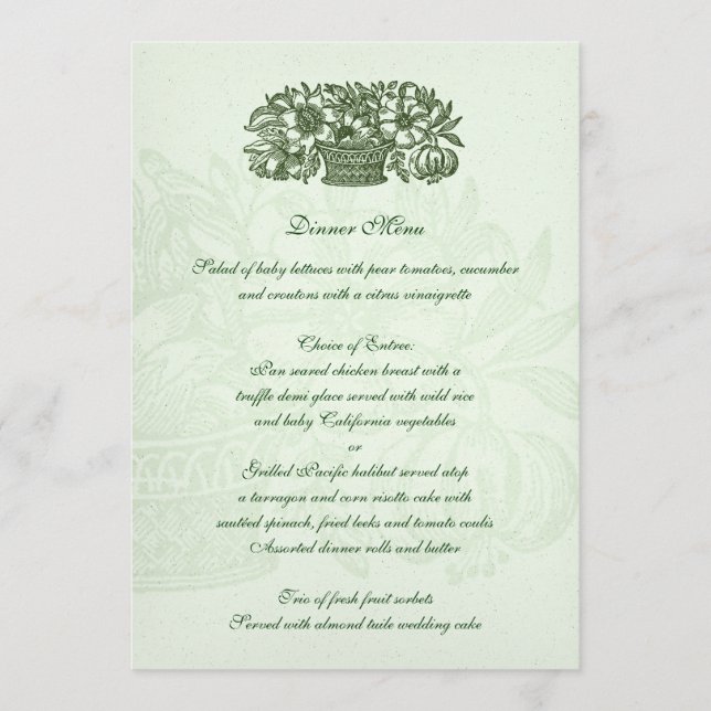 Menyn Sage Classic Flower Basket Meny (Framsida)