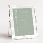 Menyn Sage Clean Line Line Bröllop Middag<br><div class="desc">Menylista för elegant bröllop-middagen med enkel ren linje med parets första linje på sidan. Bakgrunden är sage grönt.</div>