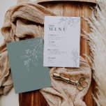 Menyn Sage Grönt Bröllop med blommigt teckning Meny<br><div class="desc">Den här menyn kännetecknas av boho stil, blommigt och sage grönt färg, med en blandning av olika teckensnitt, stilar, ofta i olika storlekar, för att skapa ett unikt, elektriskt utseende som gör dessa menyer till ett naturligt estetiskt utseende. De kommer säkert att imponera på dina gäster och ange tonen för...</div>