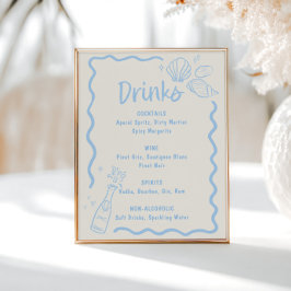 Menyn Seashells Squiggle Ram Soft Blue Pub Poster