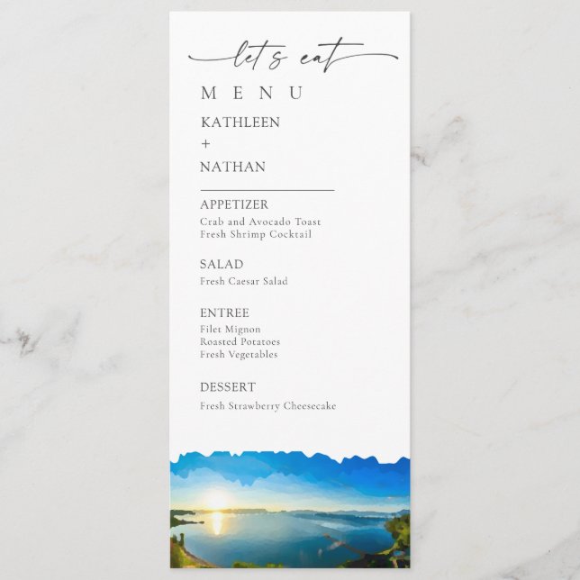 Menyn Sjö Tahoe Destination Wedding Menu Meny (Framsida)