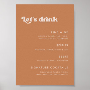 Menyn snyggt retro Brown Pub Bröllop Poster