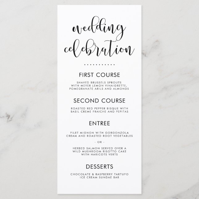 Menyn Svart och vit Elegant, typografi & Polka dot Meny (Framsida)