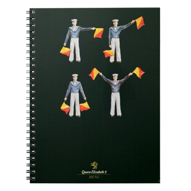 Menyn täcker från ombord QE2EN (färglithoen) Anteckningsbok (Framsidan)