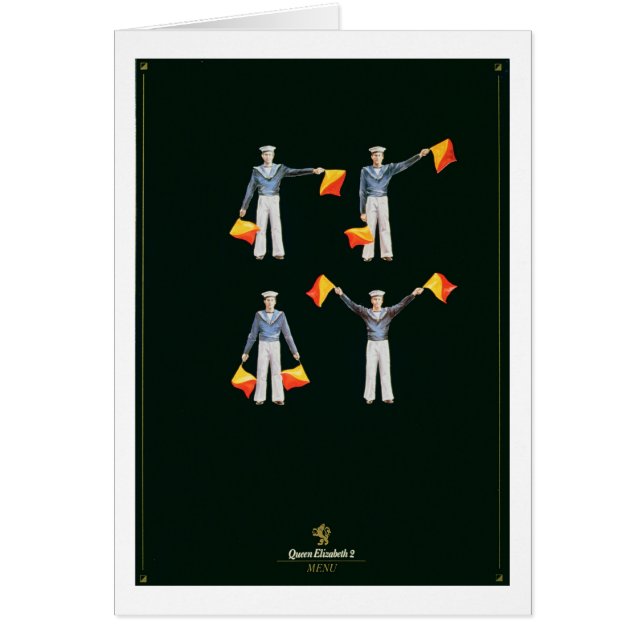 Menyn täcker från ombord QE2EN (färglithoen) Hälsningskort (Framsidan)