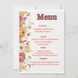 Menyn Thanksgiving för elegant Inbjudningar