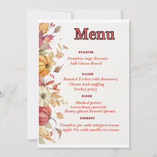 Menyn Thanksgiving för elegant Inbjudningar